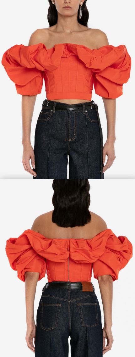 Off-The-Shoulder Corset Top, Orange Women's Designer Fashions