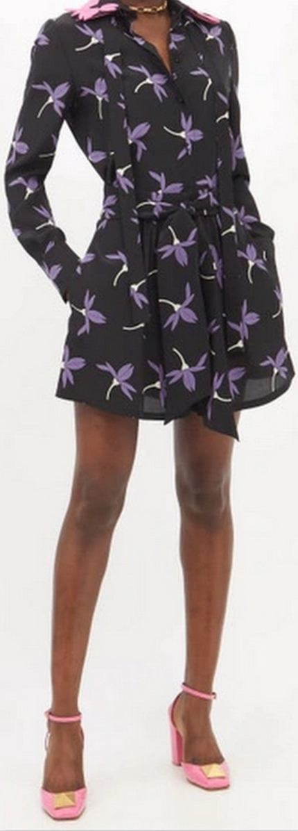 Fairy Flowers-Print Silk Crepe de Chine Shorts Inspired Fashions Boutique