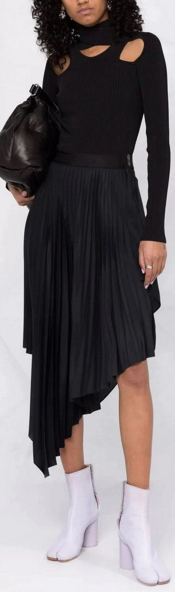 Asymmetric Pleated Skirt, Black Inspired Fashions Boutique