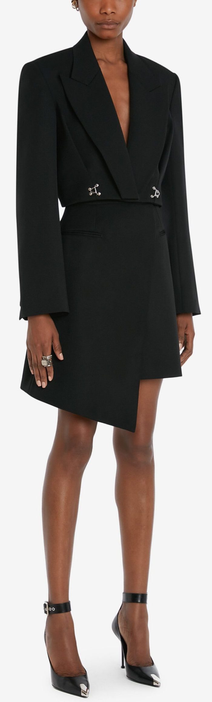 'Barathea' Drop Hem Mini Skirt in Black Women's Designer Fashions