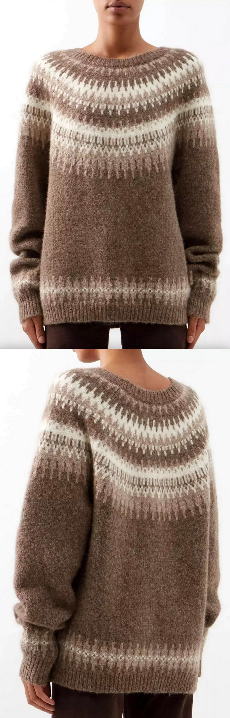 'Alyssa' Fair Isle-Intarsia Alpaca-Blend Sweater Women's Designer Fashions