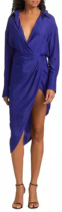 'Puno' Draped Shirt Dress, Blue Women's Designer Fashions