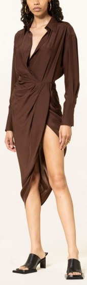 'Puno' Draped Shirt Dress, Brown Women's Designer Fashions