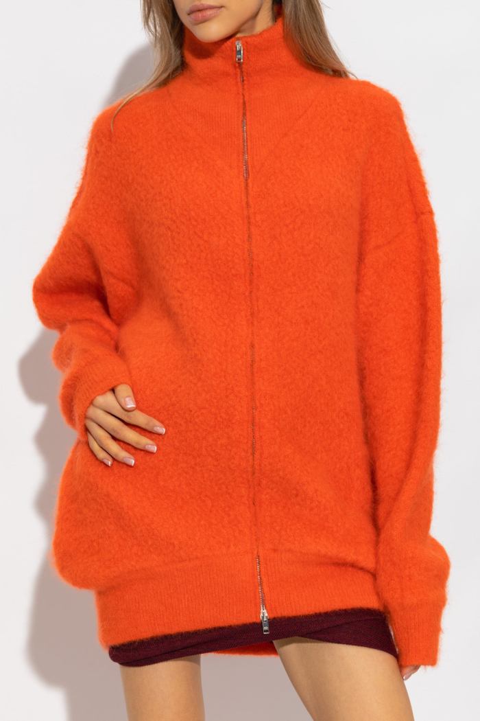 'Amal' Oversized Brushed Knitted Cardigan, Orange Women's Designer Fashions