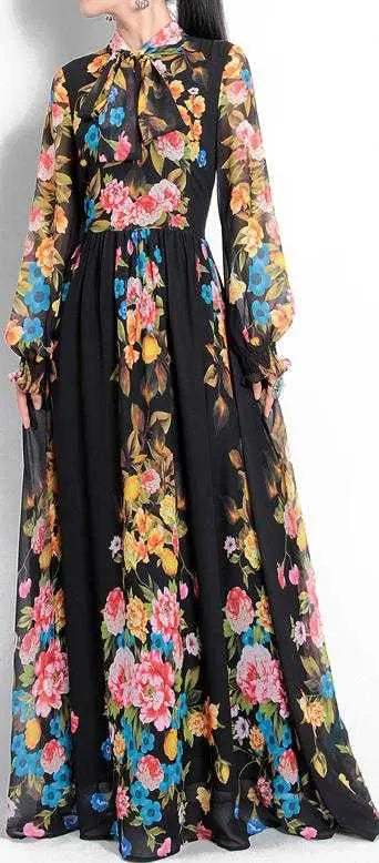 Floral Paneled Gown DESIGNER INSPIRED FASHIONS